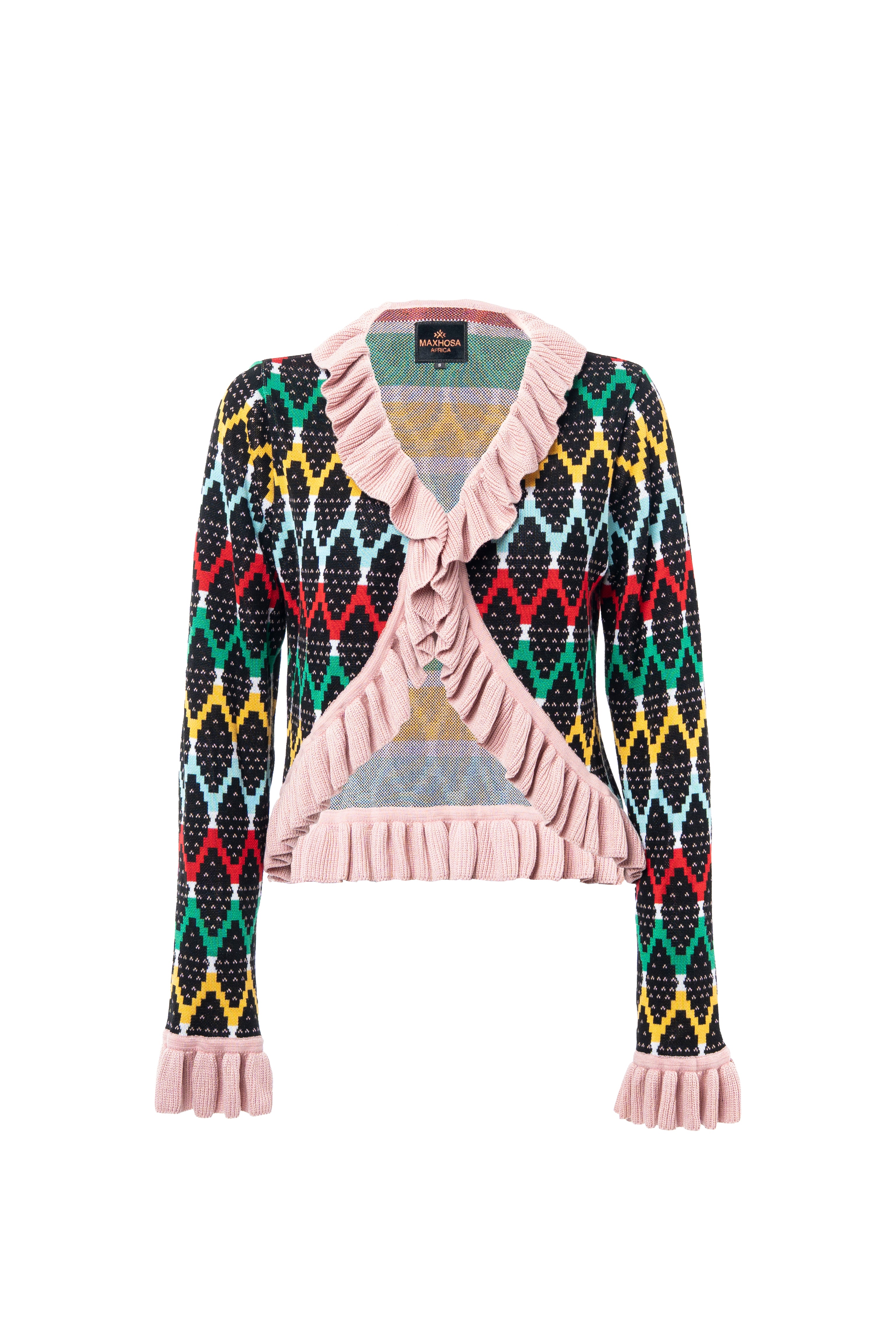 MAXHOSA MLC16 - Ladies Knitted Ruffle Cardigan – MAXHOSA AFRICA