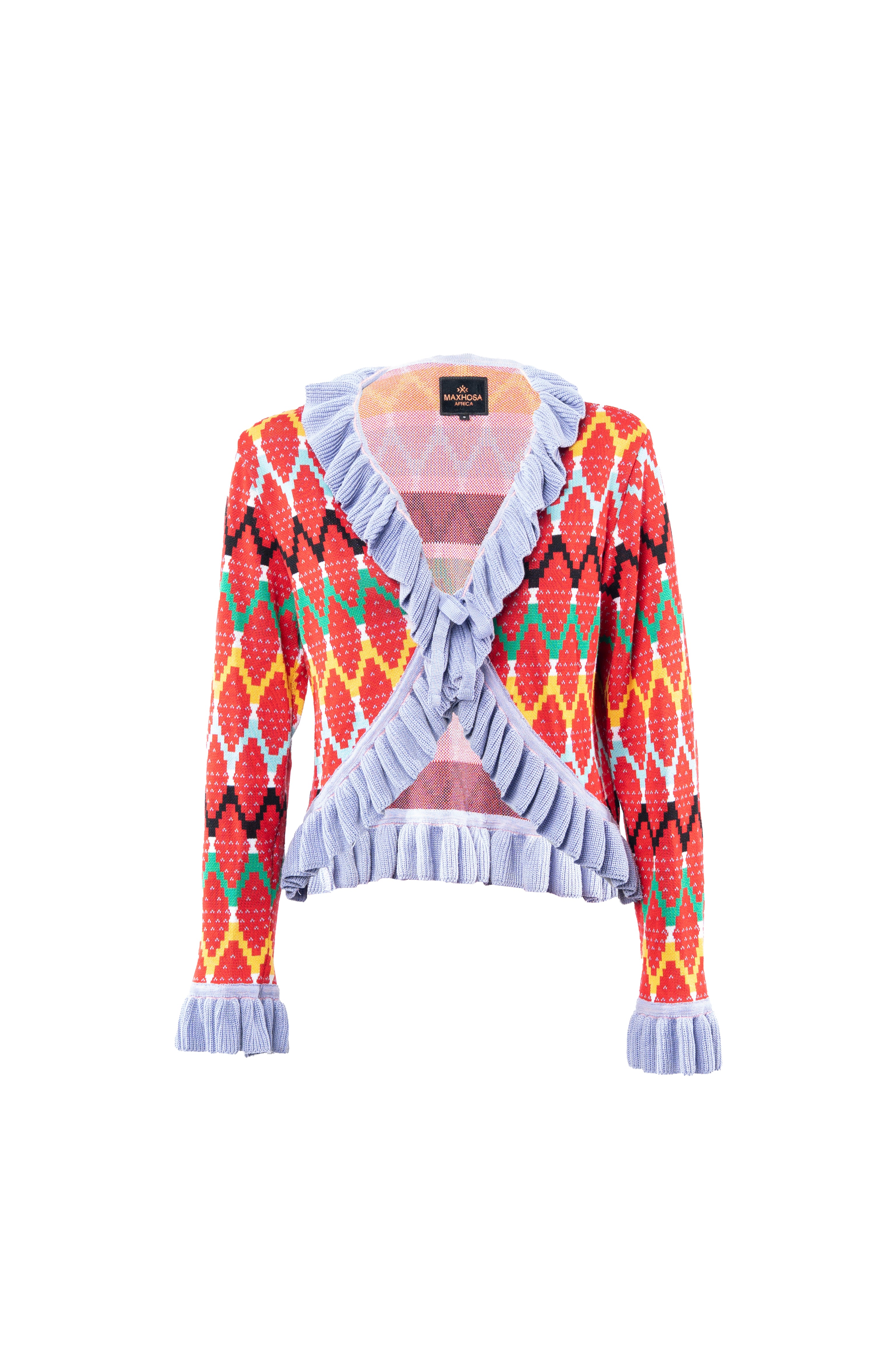 トップス Acka. frill hand knit cardigan MAXHOSA MLC16 - Ladies Knitted Ruffle Cardigan – MAXHOSA AFRICA