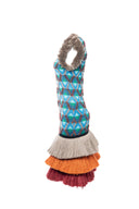 MAXHOSA MLDR70.1 - KNITTED CREWNECK DRESS WITH WOOL FRINGES