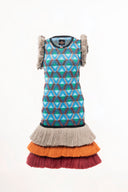 MAXHOSA MLDR70.1 - KNITTED CREWNECK DRESS WITH WOOL FRINGES